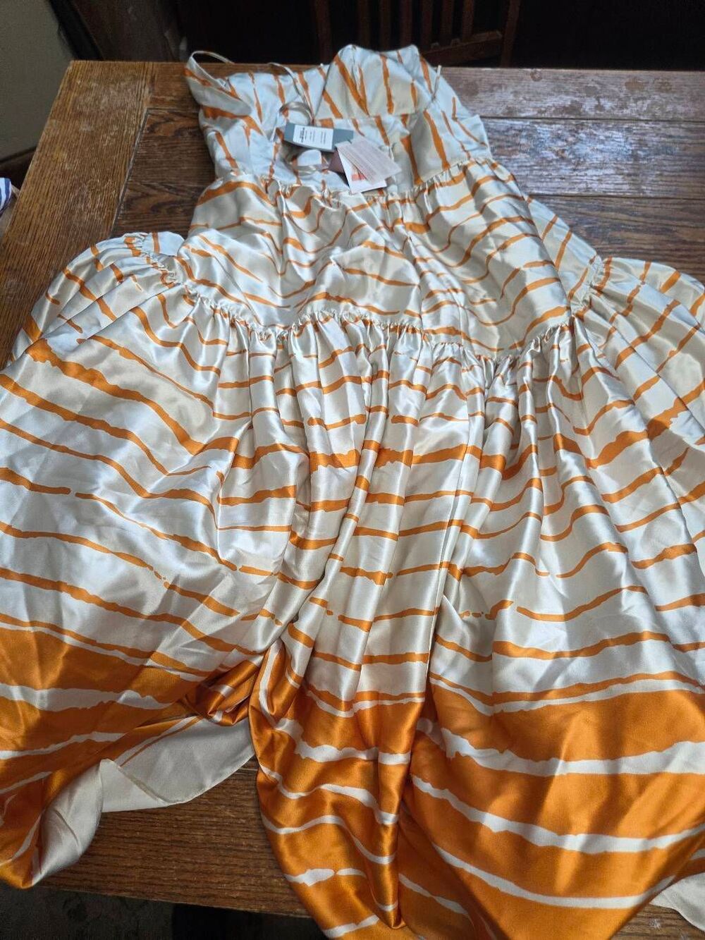 NWT SILVIA TCHERASSI Carbonia orange Abstract stripe dress sz Large - Picture 6 of 7